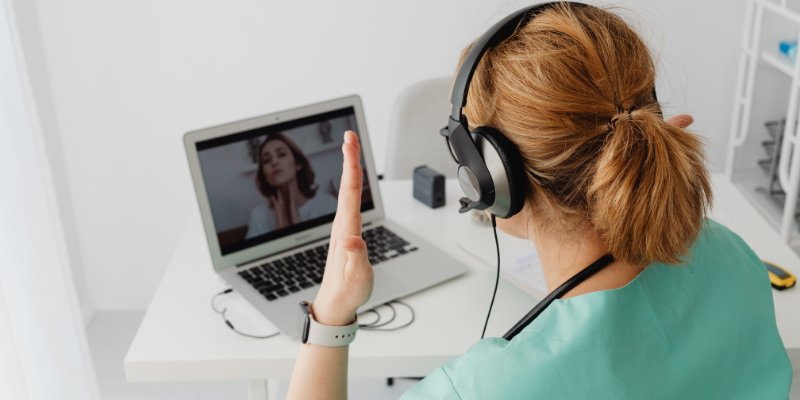 Conceptual image of AI or telehealth consultation.