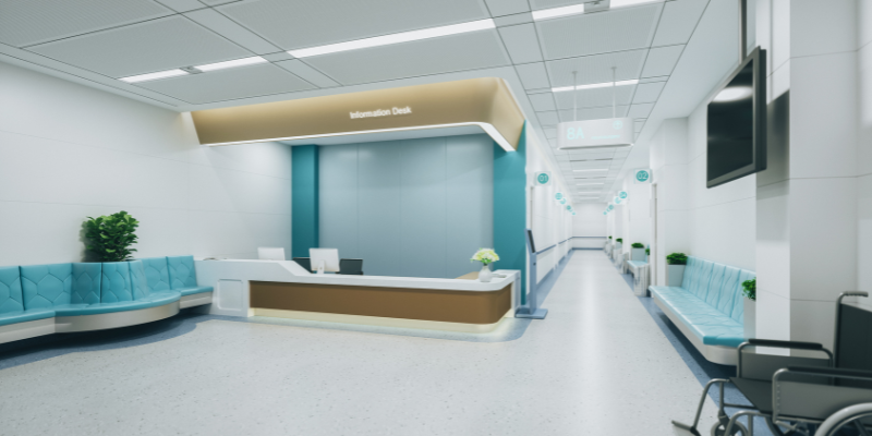 Sanitized and welcoming hospital environment.