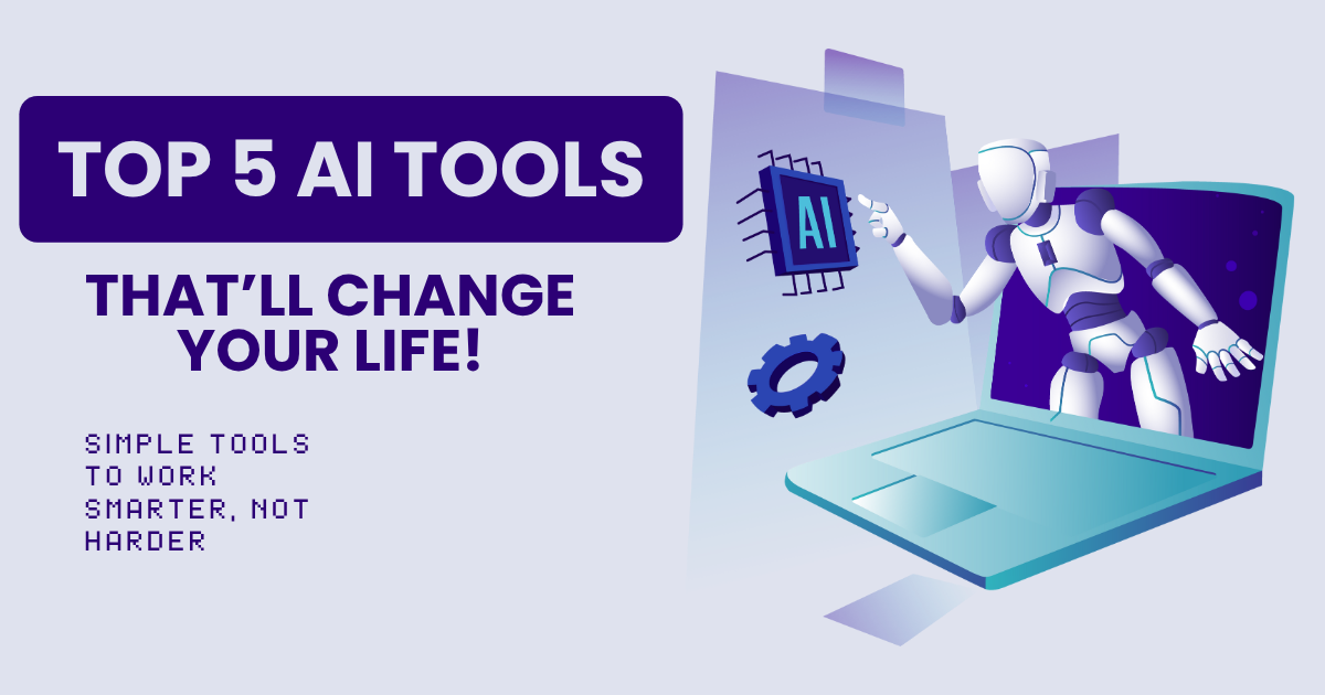 Futuristic digital illustration of AI tools and interfaces representing productivity, automation, and intelligent assistants in 2025.