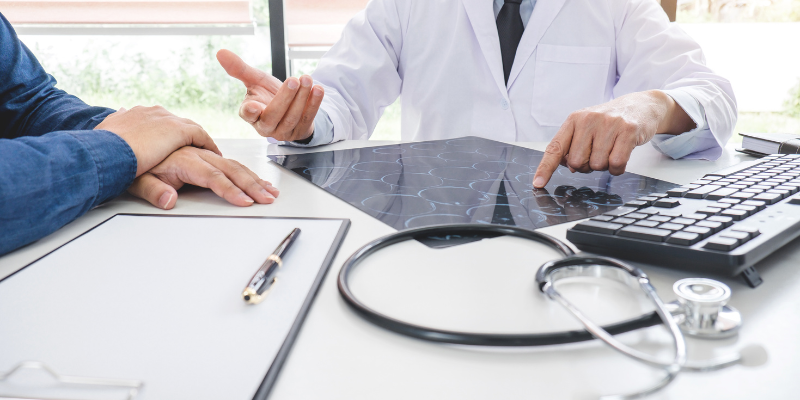 Doctor with patient before BMT